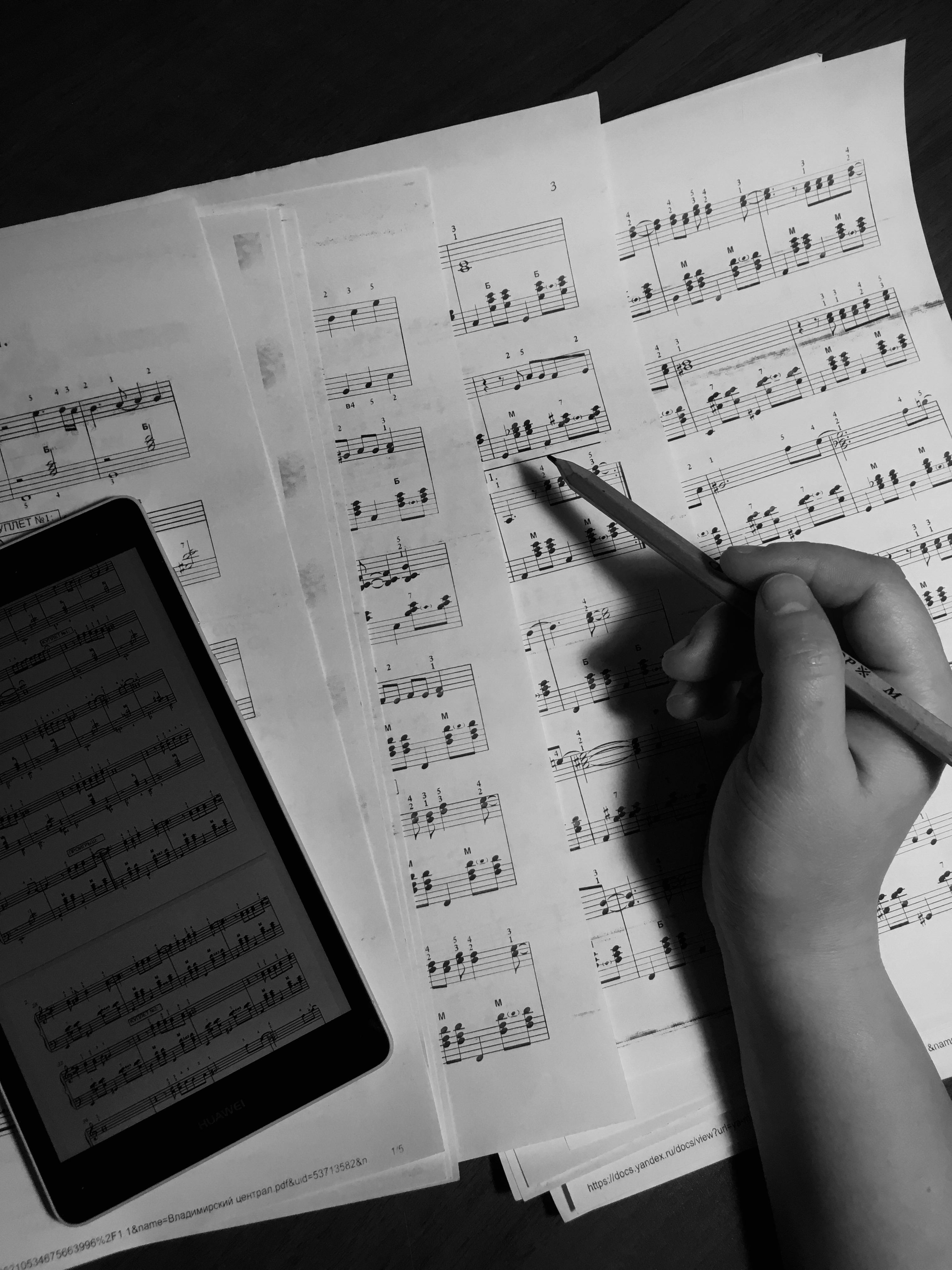 Bladmuziek met tablet